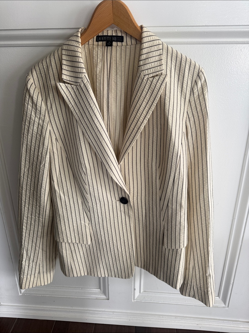 Lafayette 148 New York Cream Pinstripe Blazer